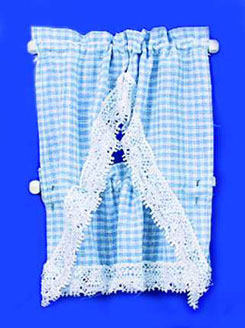 Kitchen Curtains, Gingham Blue