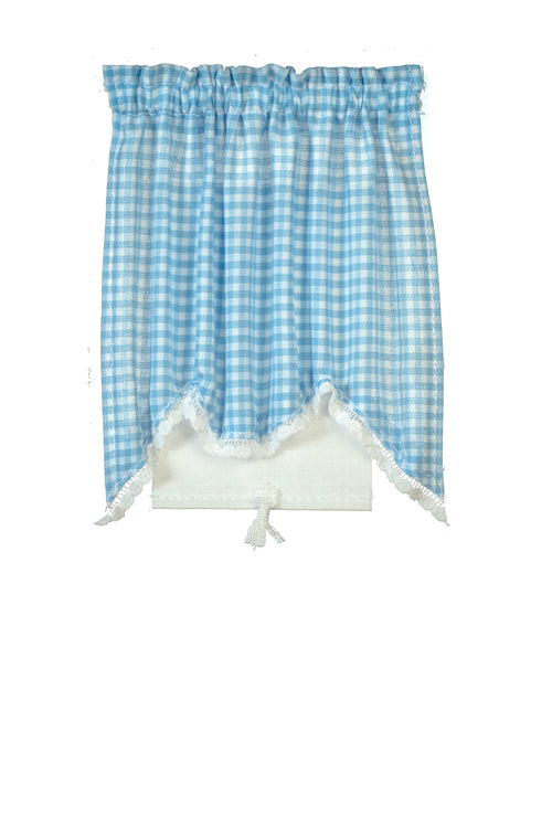 Curtain, Long Swag, Blue Gingham