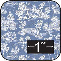 Reverse Toile Blue Cotton Fabric