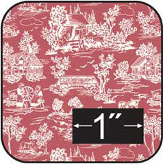 Reverse Toile Red Cotton Fabric