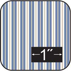 Toile Stripe Blue Cotton Fabric