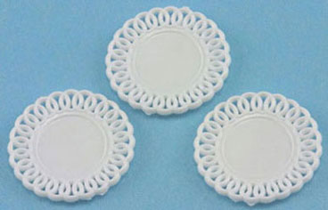 Lace-Edge Plates, White, 3pc