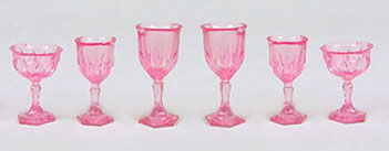 Cut Stemware, Pink, 6pc