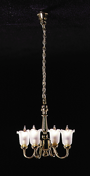 4 Up-Arm Frosted Tulip Shade Chandelier