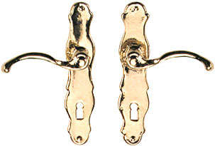 French Door Lever Handles, Brass, Pair