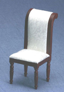 Side Chair, with White Fabric, Mahogany