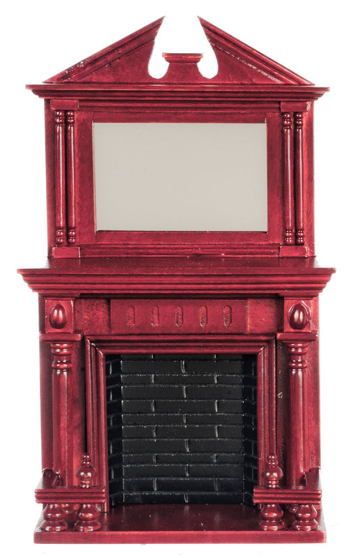 Fireplace with Mirror, Mahogany
