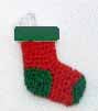 Handknit Christmas Stocking, Red & Green