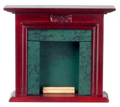 Fireplace with Faux Green Marble, Mahogany