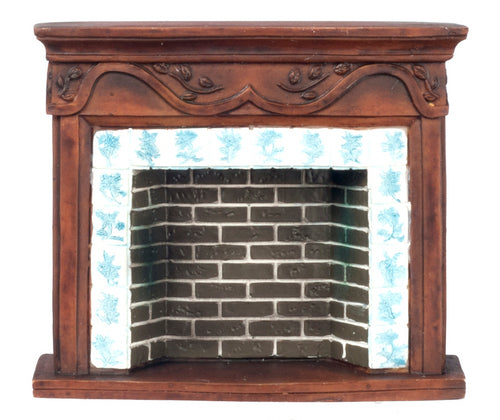 Brown Resin Fireplace with Delft Tile