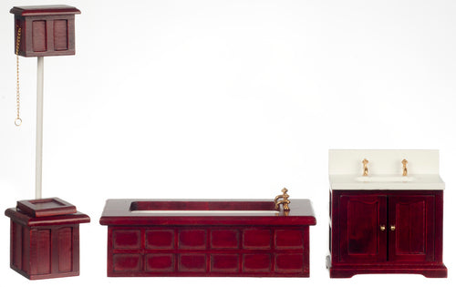 Victorian Bathroom Set, Mahogany, 3pc