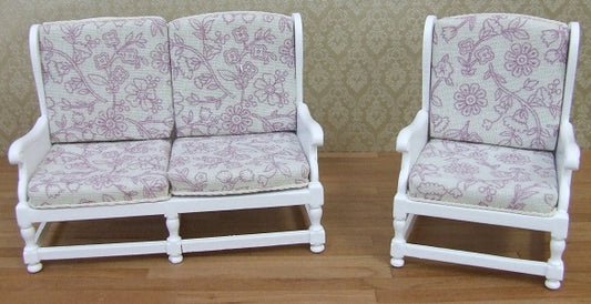 Cottage Style Sofa & Arm Chair, White