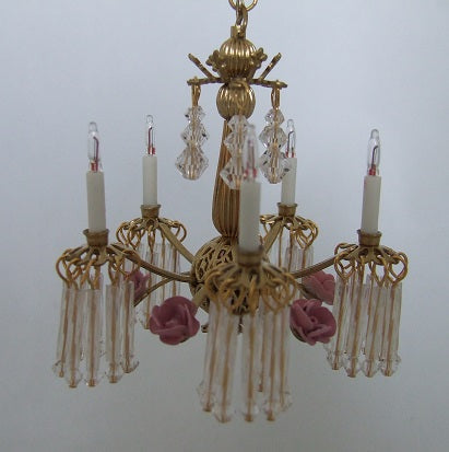 Vivian Chandelier, Pink Porcelain Rose