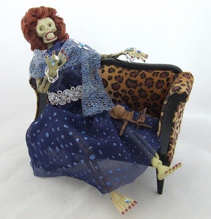 Skeleton Lady on Leopard Couch