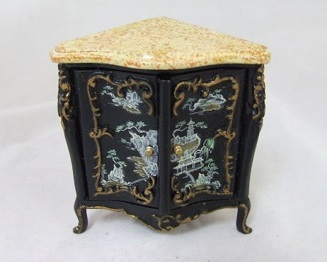 Chinoises Corner Cabinet with Marble Top