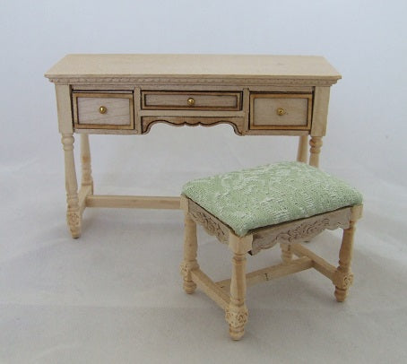 Vanity & Upholstered Stool, Unfinished