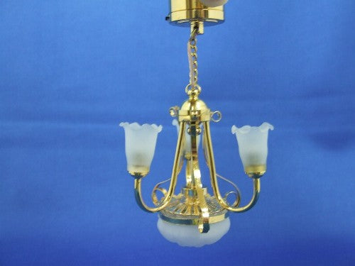 Three Tulip with Bottom Light Chandelier