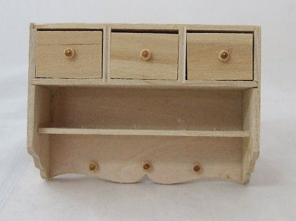 Wall Shelf with 3 Drawers & Knobs