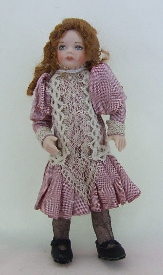 Young Girl in Mauve & Cream Lace