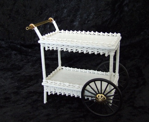 Wicker Tea Cart, White