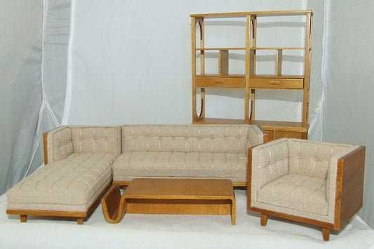 Mid Century Living Room Set, Tweed, 5pc