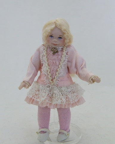 Little Girl, Silk Pink with Cream Lace