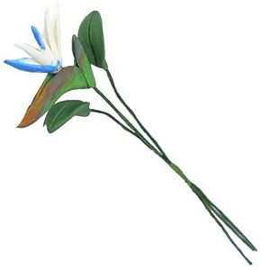 Bird of Paradise with Leaf, White, 1pc