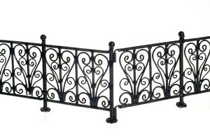 Wrought Iron Fence, Black, 6pc