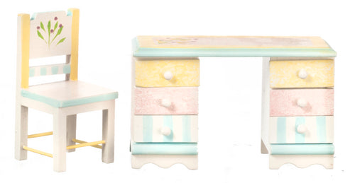 Child's Desk & Chair, Pastel