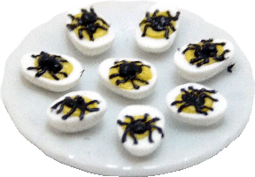 Spider Deviled Eggs on Platter