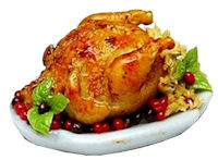 Roasted Turkey with Stuffing on Platter