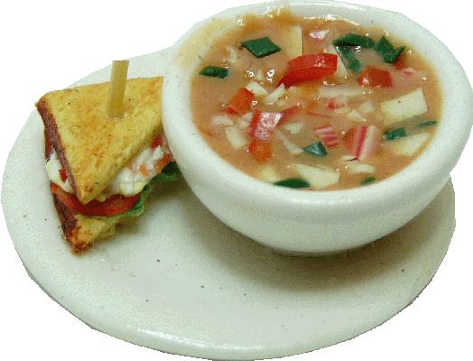 Vegetable Soup with Chicken Salad Sandwich