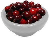 Cranberries & Cherries in White Bowl