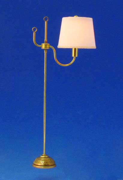 Brass Floor Lamp, Silk Shade