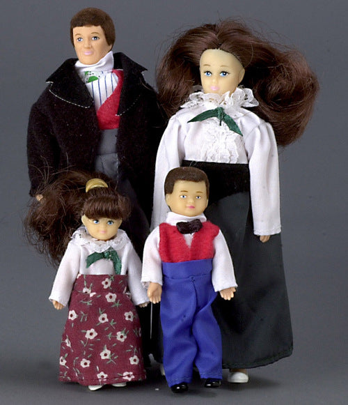 Victorian Doll Family, Brown Hair, 4pc