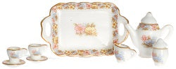 Tea Set, 10pc, Pink & Gold