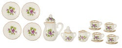 Tea Set, 17pc, Purple Floral