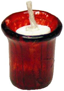 Red Candle Holder with White Votive Candle