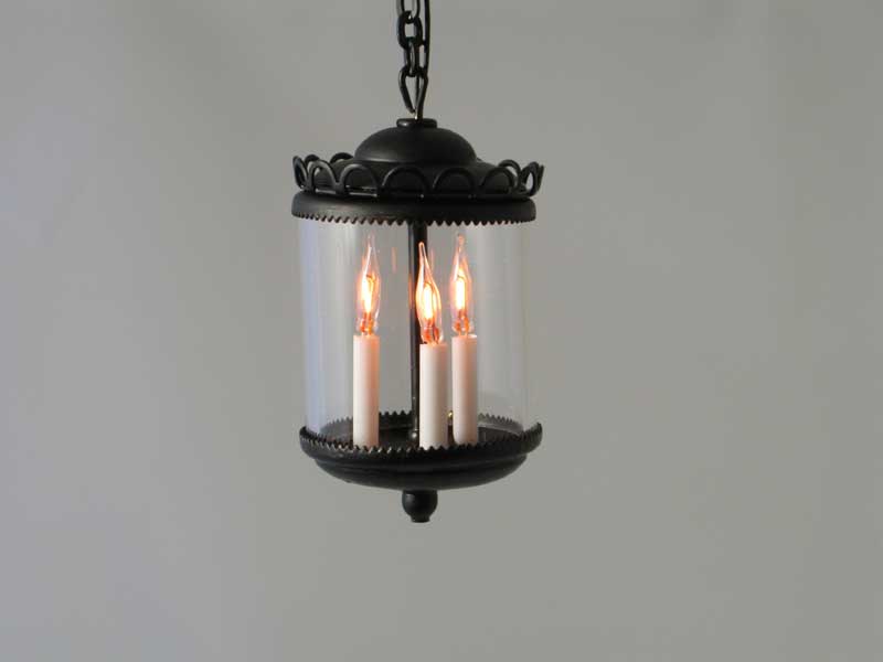 Three Light Black Hanging Fixture, Enclosed