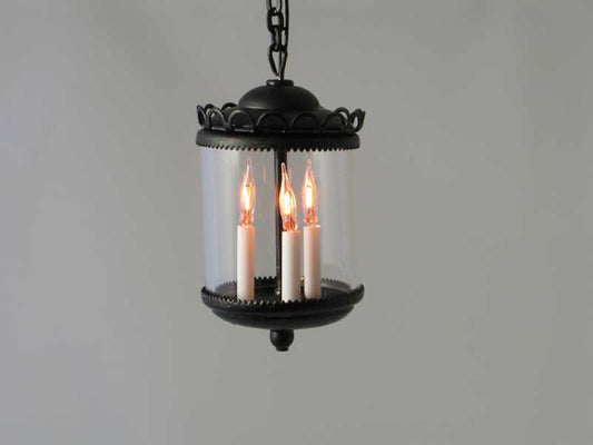 Three Light Black Hanging Fixture, Enclosed