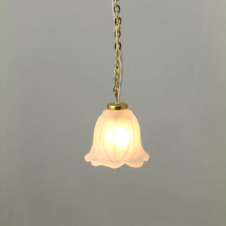 Brass Hanging Fixture with Frosted Shade