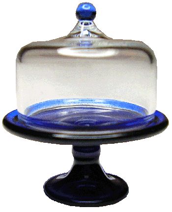 Blue Glass Cake Plate with Cover