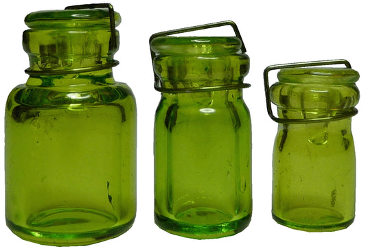 Glass Canning Jars, Light Green, 3pc