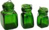 Square Canning Jars, Green, 3pc