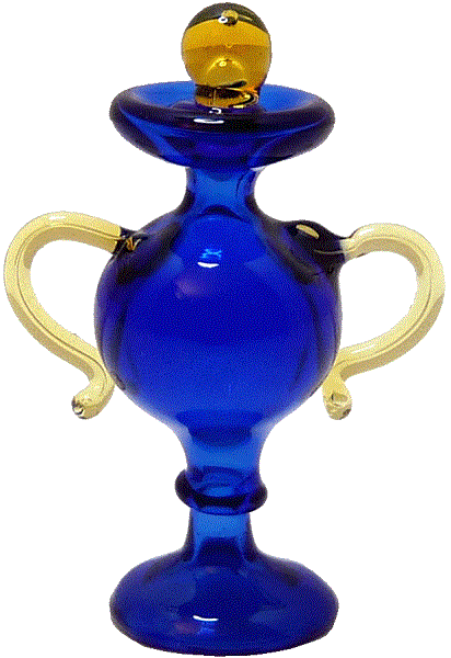 Blue Glass & Amber Trimmed Urn