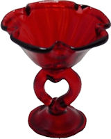 Glass Red Bowl, Heart Stand