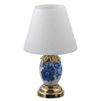 Blue & White Porcelain Table Lamp, Battery, LED