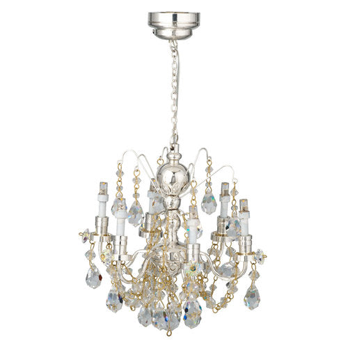 6-Arm Silver/Crystal Chandelier, LED