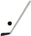 Hockey Stick, Red,White, & Blue with Puck