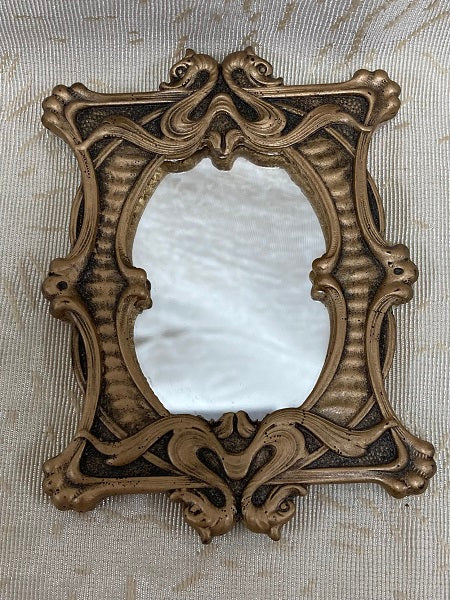 Gold Rectangular Mirror with Serpentine Motif